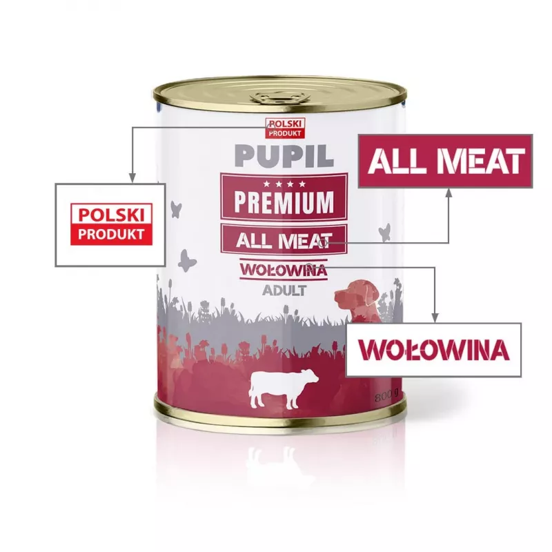 PUPIL Premium All Meat Beef - Nassfutter für Hunde - 800g