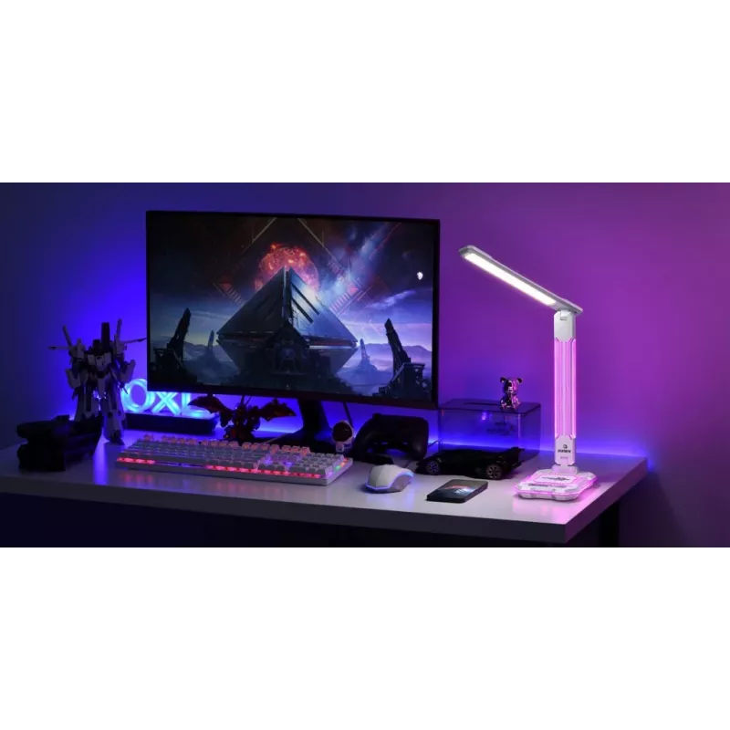 Tischleuchte Hawk HW-LAMP04 Weiß LED verstellbar, weiße Oberfläche, verstellbarer Kopf und Arm