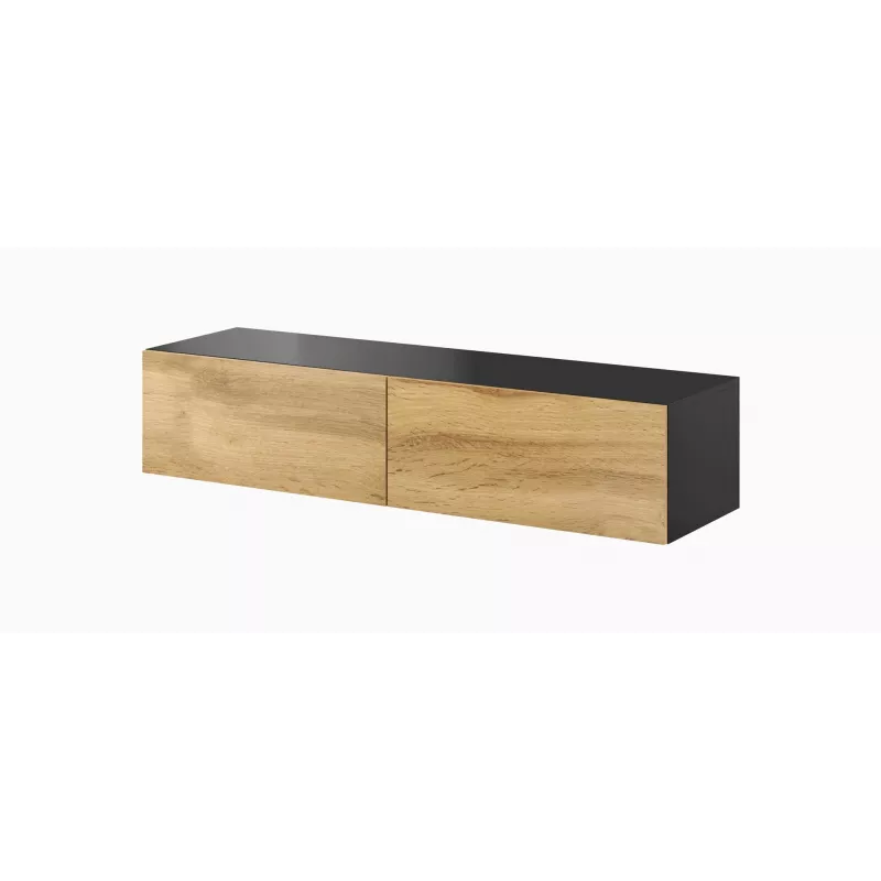 Cama Wohnzimmer-Schrankset VIGO 9 schwarz/Wotan-Eiche