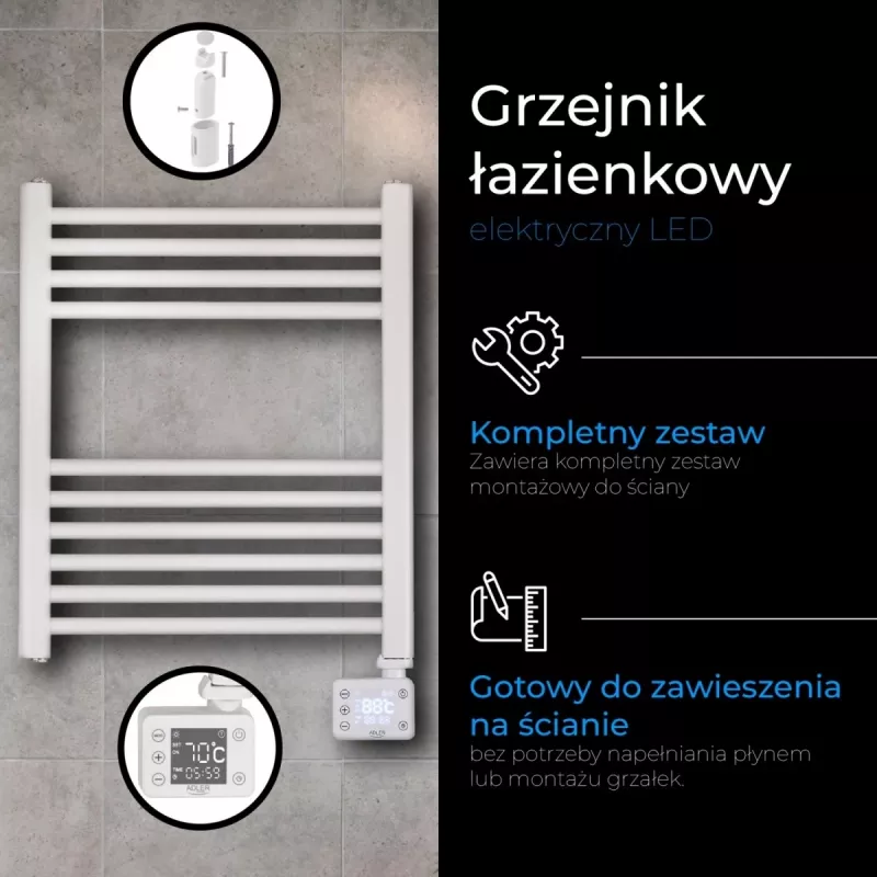 LED Elektrischer Badezimmerheizkörper | AD 7823 | Heizkörper | 400 W | Weiß | IP24