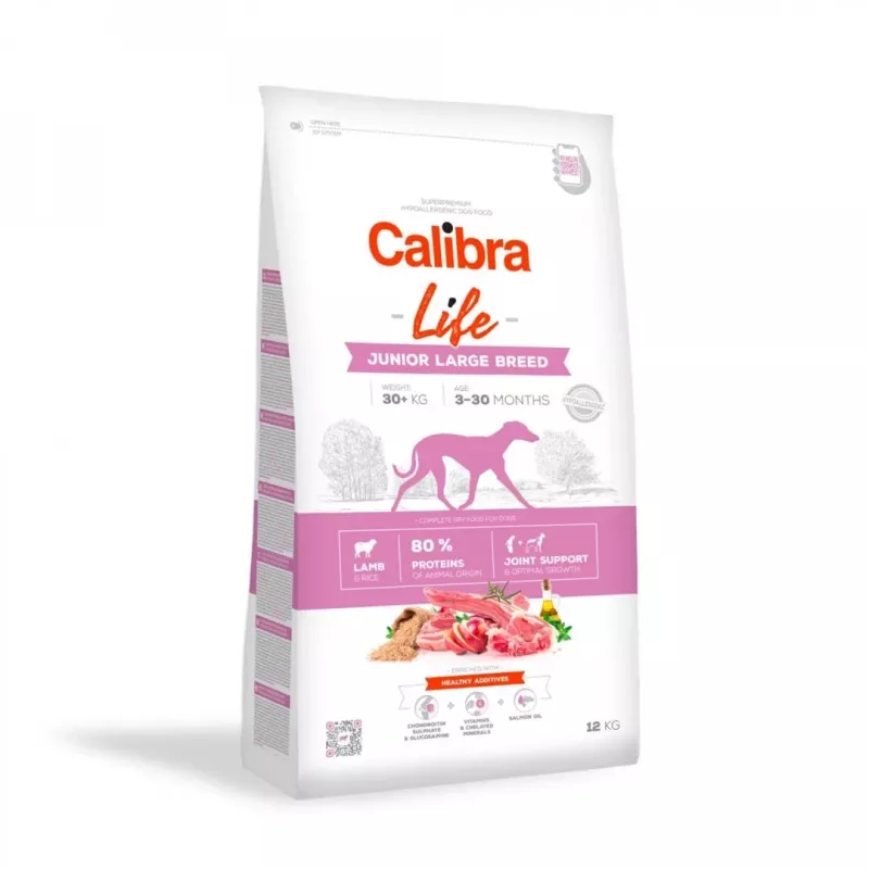 Trockenfutter für Hunde Calibra Life Junior Large Breed Lamb 12 kg — Trockenfutter für Welpen großer Rassen, 28 % Protein, 15 % Fett