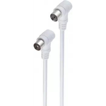 shiverpeaks ®-BASIC-S--Antennenkabel, 100 % abgeschirmt, Koax-Stecker abgewinkelt auf Koax-Kupplung abgewinkelt, CATV-kompatibel, > 80 dB, Weiß, 1,5 m (BS80082-32)