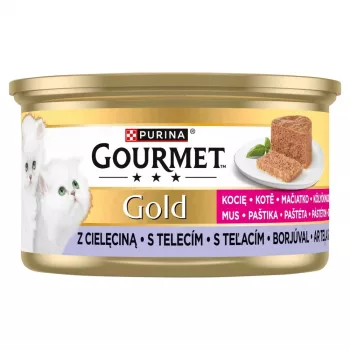 Nassfutter für Katzen Purina Nestlé Gourmet Gold Kitten Kalbsmousse 85 g, 13 % Protein, 7 % Fett