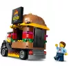 LEGO City Burger Van Food Truck Spielzeug für Jungen und Mädchen ab 5 Jahren, Fahrzeug-Bauspielzeug, Küchen-Spielset mit Verkäufer-Minifigur und Zubehör