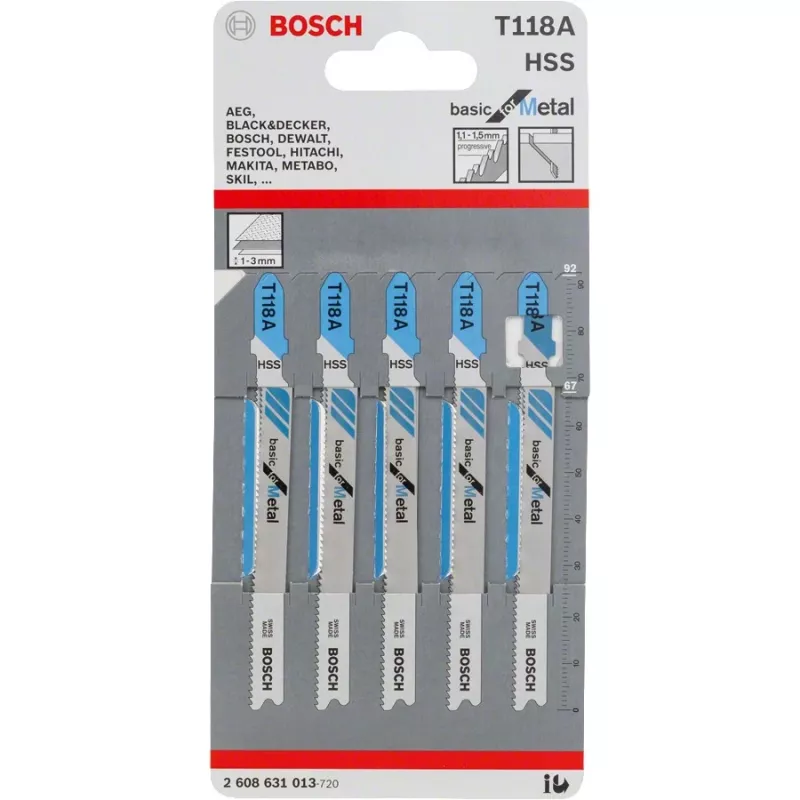 Stichsägeblatt Bosch T 118 A Schnellarbeitsstahl HSS 5 Stück