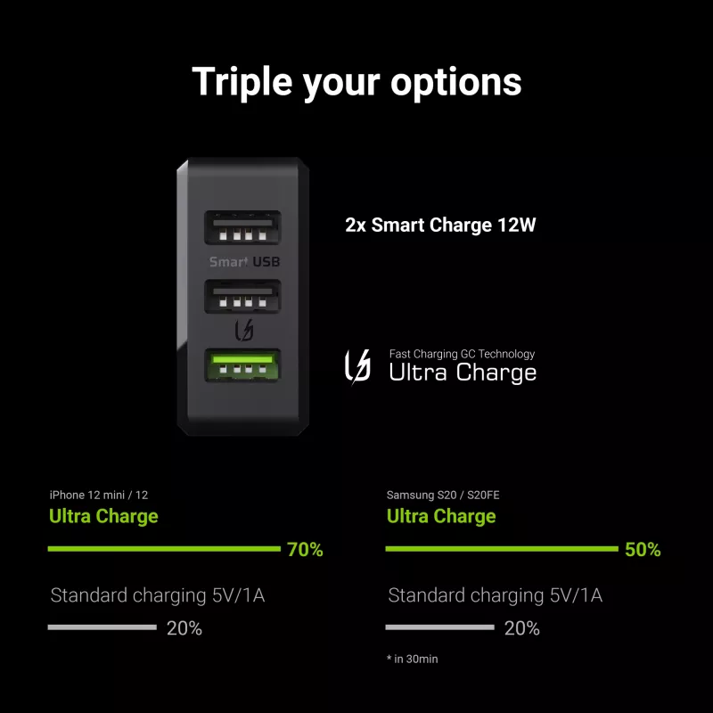 Green Cell CHARGC03 Ladegerät für Mobilgeräte Schwarz Innenbereich