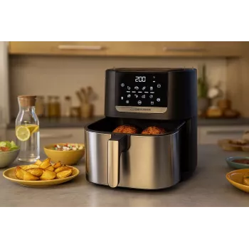Heißluftfritteuse ESPERANZA EKA004 — 8 L, 1700 W, 8 Programme, Touch-Bedienung, Edelstahl