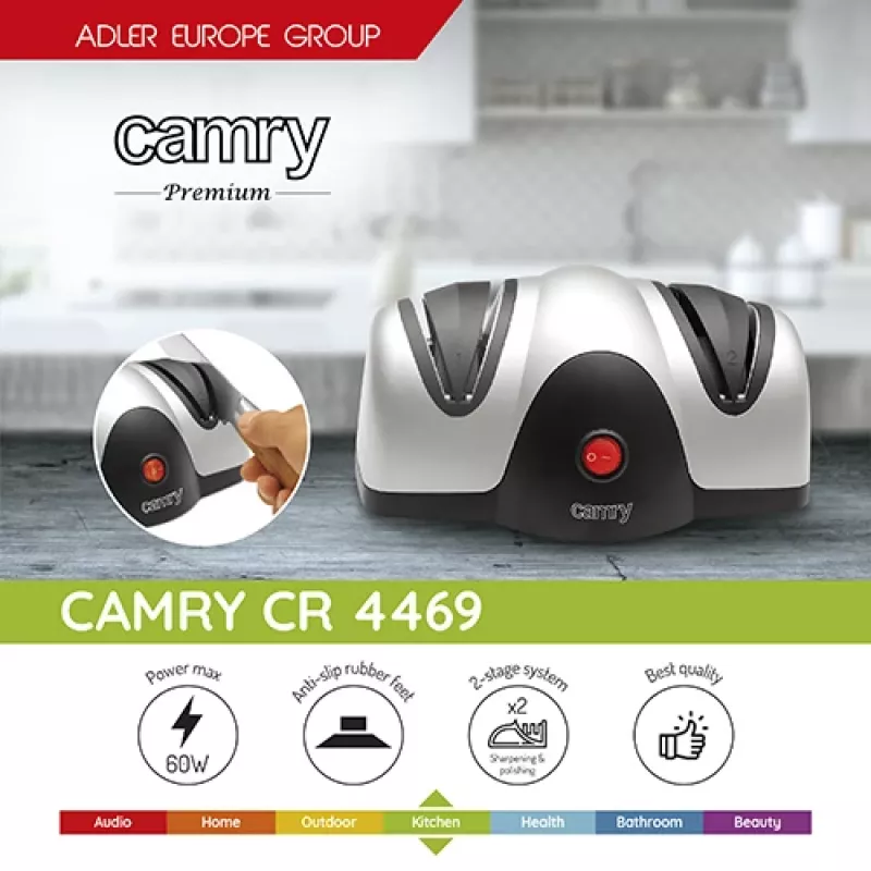 Camry Premium CR 4469 Messerschärfer Elektrischer Messerschärfer Schwarz, Grau