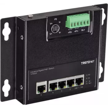 TRENDnet TI-PG50F - Industrial - Switch - unmanaged - 5 x 10/100/1000 (PoE+) - DIN rail mountable, wall-mountable - PoE+ (120 W)