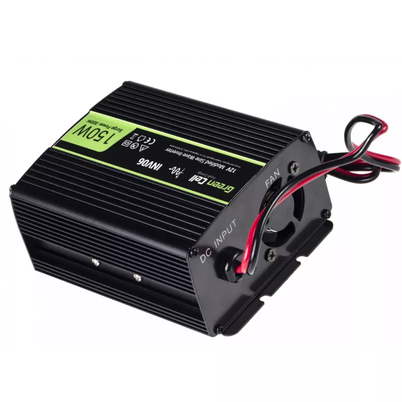 Wechselrichter-Adapter Grün Cell INV06 12V auf 230V 150W 50Hz Typ C Stecker, 85% Effizienz, schwarz