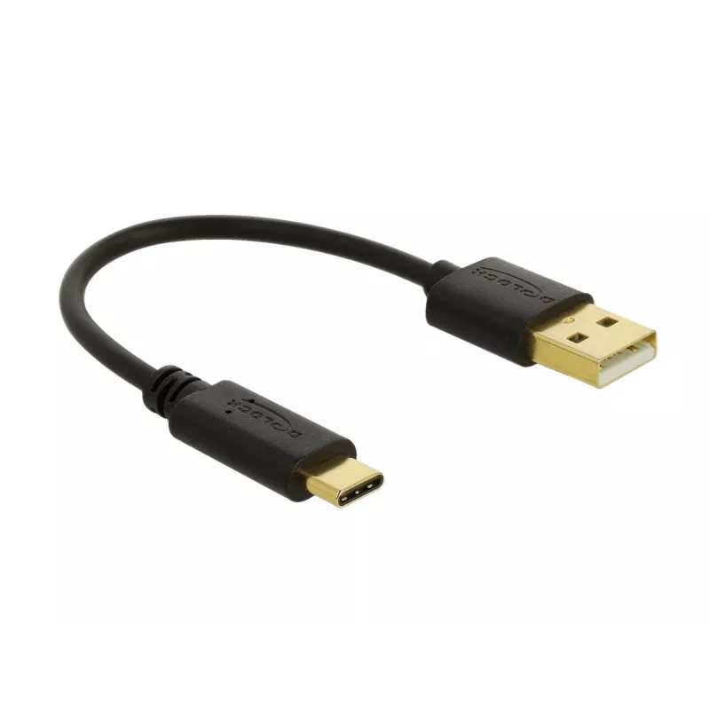 DeLOCK USB-Ladekabel Typ-A auf USB Typ-C 15 cm Schwarz