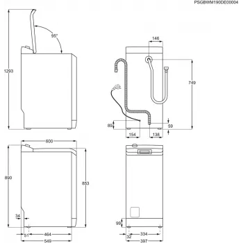 Toplader-Waschmaschine Electrolux EW2TN5261FP, 6 kg, 1200 U/min, 42 l Trommel, weiß