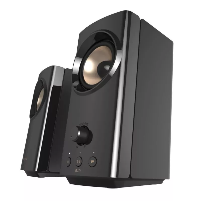CREATIVE T60 2.0 Kompakte Hi-Fi Desktop-Lautsprecher mit klarem Dialog und Surround durch Sound Blaster SmartComms Kit, USB-C Audio-, Mikrofon- und Headset-Anschlüsse B