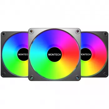 Montech GF120R V2 ARGB Computergehäuse Lüftermodul 12 cm Schwarz 3 Stück