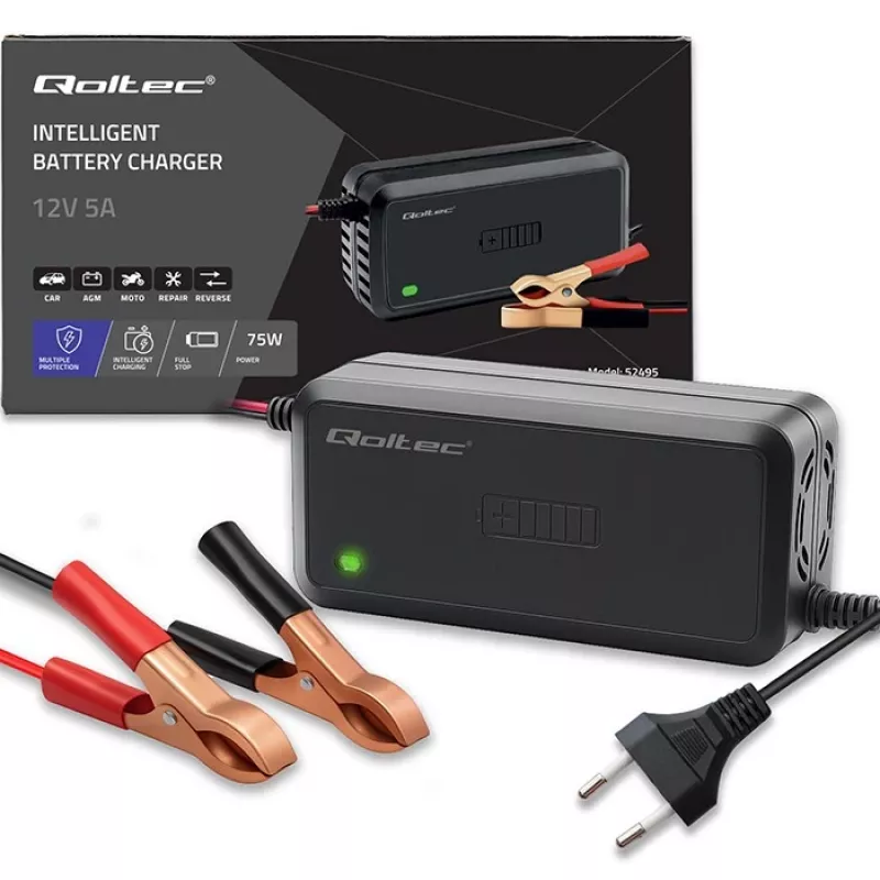 Batterieladegerät QOLTEC 12V 5A Gleichrichter für AGM/GEL-Batterien