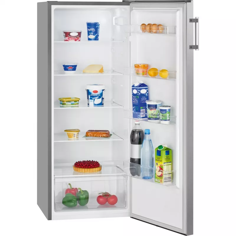 Freistehender Kühlschrank BOMANN VS 7316 IX, 242 L, Edelstahl, Energieklasse E, 5 Glaseinlegeböden