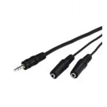 Wentronic Goobay 3,5-mm-Klinken-Adapterkabel, Schwarz, 0,2 m – Klinkenstecker 3,5 mm (3-polig, Stereo) > 2x Klinkenbuchse 3,5 mm (2-polig, Mono) (50465)