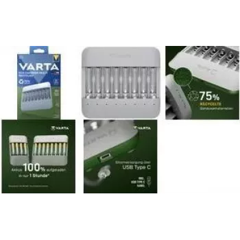 Varta Eco Charger Multi Akkuladegerät USB NiMH Grau