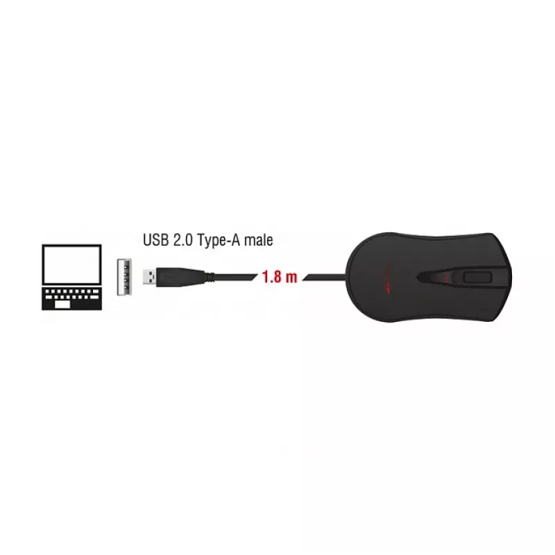 Gaming-Maus DeLOCK 12531 beidhändig USB Typ-A optisch 4800 DPI