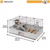 Käfig FERPLAST Modular 2 für Kaninchen und Meerschweinchen 109 x 72 x 56 cm, Metall, grau, Stababstand 23 mm