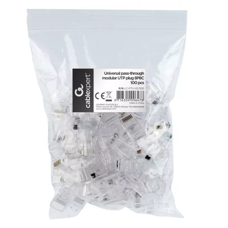 Wire Connector Gembird LC-PTU-01/100 8P8C RJ45 Transparent