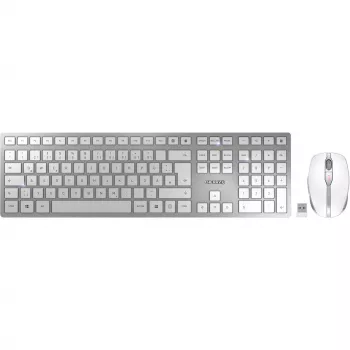 CHERRY DW 9100 SLIM Tastatur Maus inklusive Universal RF Wireless + Bluetooth QWERTZ Deutsch Silber