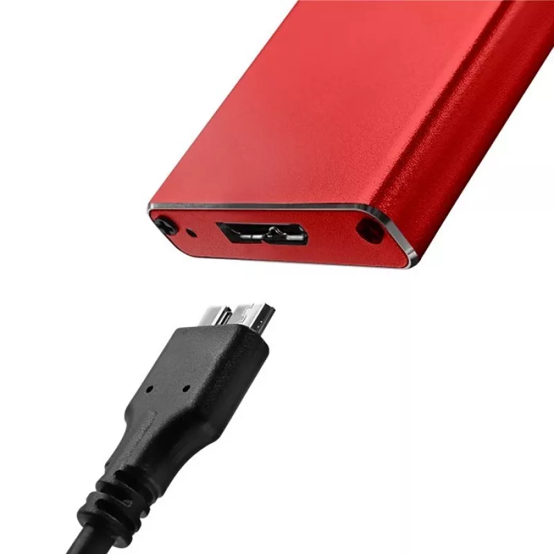 SSD-Gehäuse QOLTEC 51831 USB 3.0 für M.2 SATA-Laufwerke bis zu 2 TB, rot, unterstützt 30 mm Länge, bis zu 4 Laufwerke