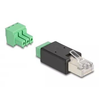 DeLOCK 66607 Kabel-Adapter RJ45 3-polige Klemmleiste Schwarz Grün