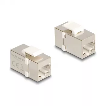 Keystone-Modul DELOCK 90637 — flach RJ-45, silber/weiß, 16,1×29,9×20,7 mm