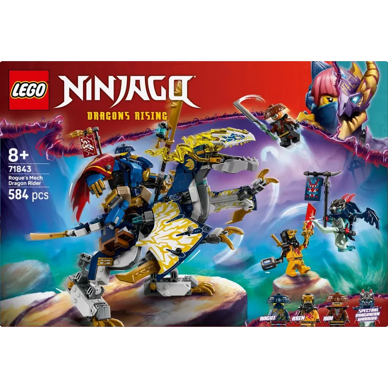 LEGO NINJAGO Set 71843 Rogue’s Mech Dragon Rider — 584 Teile, 4 Minifiguren, 190 mm Modellhöhe
