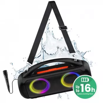 Tragbarer Lautsprecher MEDIA-TECH MT3184 — Bluetooth 5.3, 60W RMS, IPX5, Li-Ion Akku 16h, USB-C Ladeanschluss, MicroSD, TWS, Mikrofon, Fernbedienung