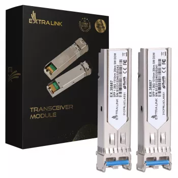Extralink SFP 1.25G Modul 2er-Pack, 1.25Gbps, LC/UPC, 1310nm, 20km, Single Mode, DOM