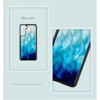 Handyhülle iKins für Samsung Galaxy S21+ – schützende Rückabdeckung, blue lake Schwarz