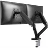 Goobay Tischhalterung | Doppelmonitorhalterung mit Gasdruckfeder | Schwenkbar, neigbar, drehbar | 17-32 Zoll | Maximale Tragfähigkeit 9 kg | Schwarz