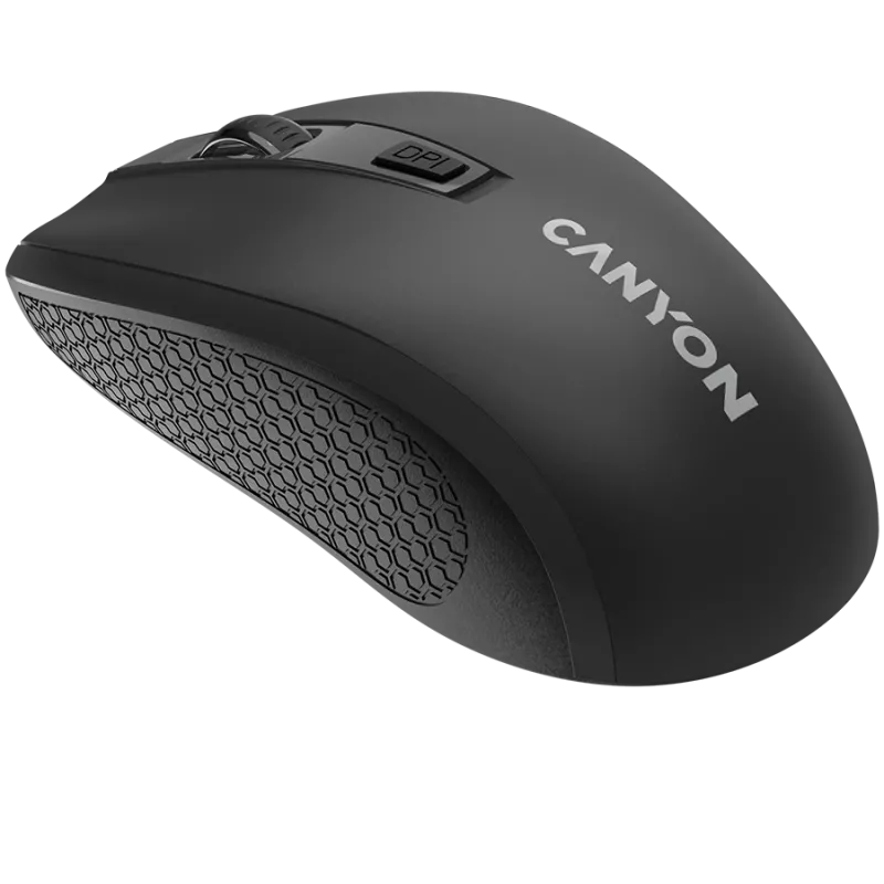 CANYON MW-7, 2,4 GHz kabellose Maus, 6 Tasten, DPI 800/1200/1600, mit 1 AA-Batterie, Größe 110*60*37 mm, 58 g, schwarz