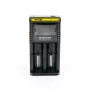 Batterieladegerät Nitecore D2 — 2‑Schacht-Ladegerät für AA/AAA/AAAA/C-Akkus, 100–240V Eingangsspannung, 4,2V Ausgangsspannung, schwarz