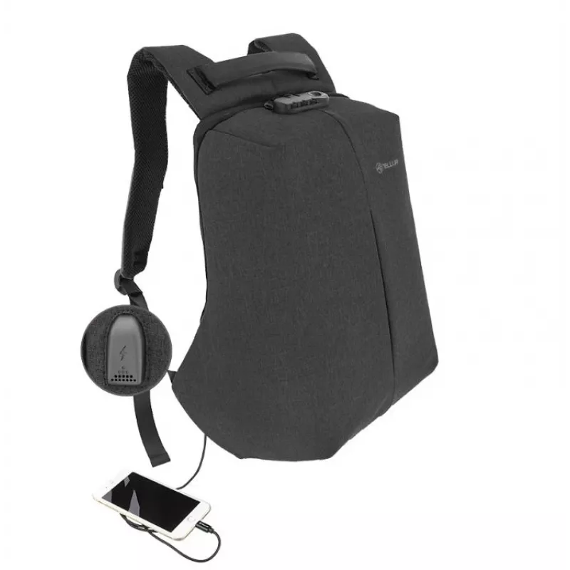 Rucksack Tellur Notebook 15.6 Antitheft mit USB-Anschluss, Schwarz