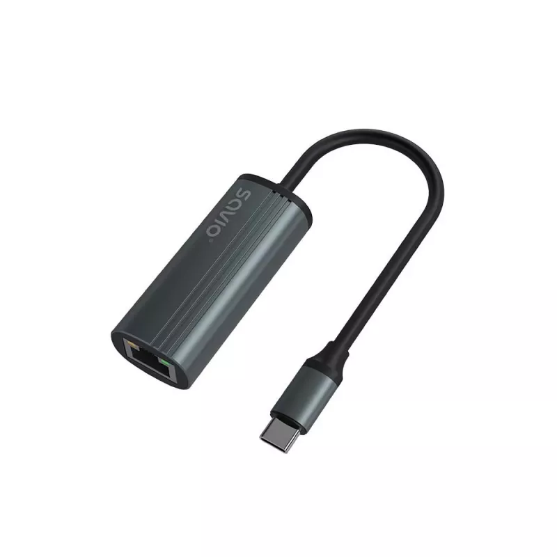 SAVIO Adapter USB-C 3.1 Gen.1 (M) auf RJ-45 Gigabit Ethernet (F), 1000 Mbps, AK-56, grau