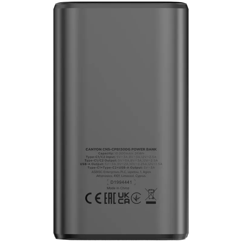 Tragbare Powerbank CANYON OnPower 130 TFT 10000 mAh