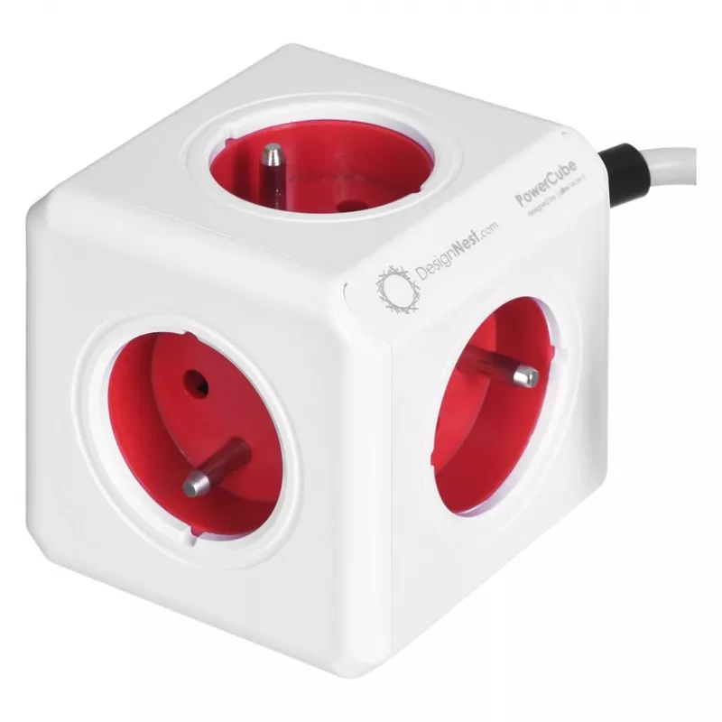 Allocacoc 2304/FREXPC Steckdosenleiste 3 m 5 AC-Steckdosen Innen Rot, Weiß