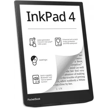 E-Book-Reader PocketBook InkPad 4 7,8 Zoll E Ink Carta, 32 GB, Wi‑Fi, Schwarz/Silber