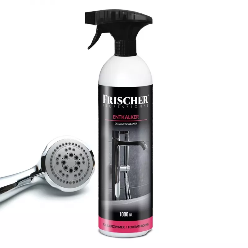 Badentkalker FRISCHER FR00232_1000 flüssiger Kalk- und Ablagerungsentferner für Sanitäroberflächen, 1 Liter Sprühflasche