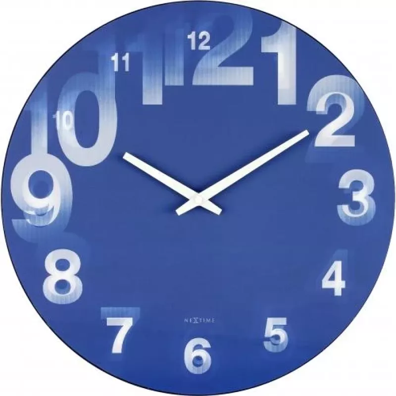NeXtime Uhr 3077bl 3D, Ø39,5 cm, Wand, Blau/Weiß