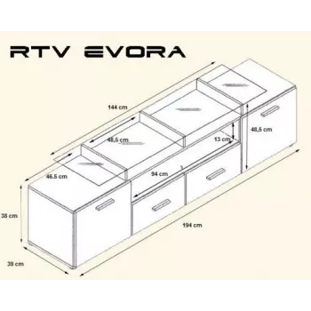 Cama TV-Ständer EVORA 200 weiß/weiß glänzend