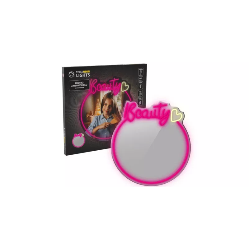 LED Neon Spiegel Licht MANTA MASNL130PK Style Neon Lights BEAUTY, pinkfarbener Akzent, dekorative Spiegelbeleuchtung