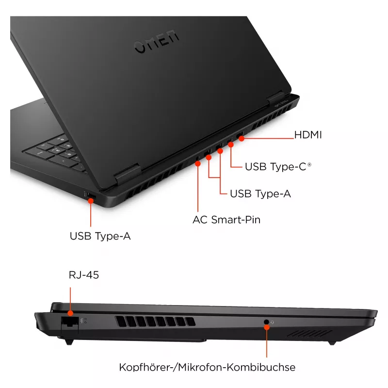 HP OMEN Gaming Laptop 17,3 FHD IPS Ryzen AI 7 350 32GB/1TB RTX 5060 144Hz Win11 17-db1476ng - Tastaturlayout möglicherweise Deutsch