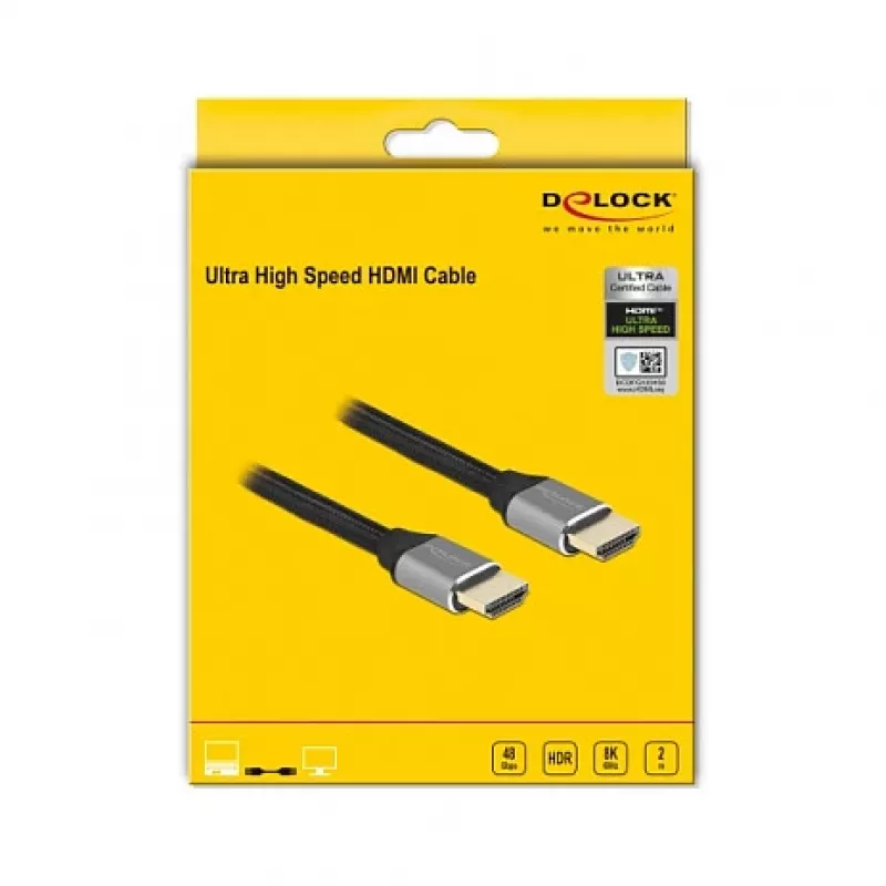 DELOCK Ultra High Speed HDMI-Kabel 48 Gbit/s 8K 60Hz Grau 2m Zertifiziert