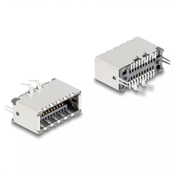 DeLOCK 67193 Kabelverbinder USB Typ-E Schwarz Silber Buchse