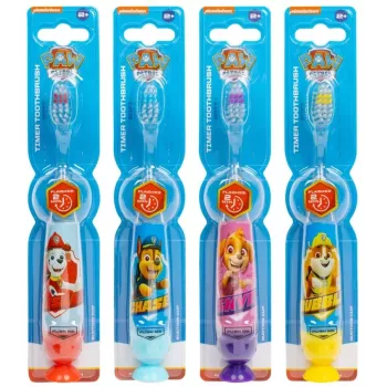 Paw Patrol Blinkzahnbürsten-Set für Kinder mit Saugnapf, 4 Stück, sortierte Farben