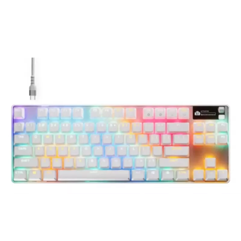 Mechanische TKL-Gaming-Tastatur STEELSERIES Apex Pro TKL Gen 3 Weiß — US-Layout, RGB, einstellbare Schalter